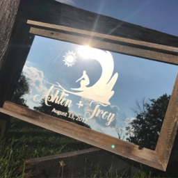 Custom Personalized Barnwood Farm Mirror, Large Bar Engraved Barn Wood Mirror, 12x24 - thumbnail 2