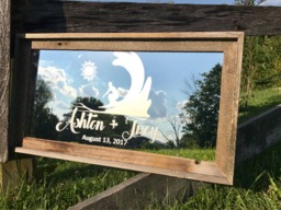 Custom Personalized Barnwood Farm Mirror, Large Bar Engraved Barn Wood Mirror, 12x24 - thumbnail 1