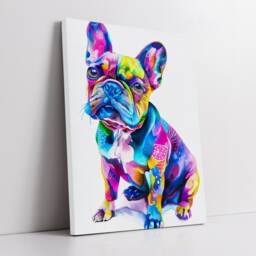 Colorful French Bulldog Dog Pet Abstract Modern Oil Painting Wall Art, Framed Canvas Poster Print, Home Kitchen Office Room Decor, Gifts - thumbnail 2