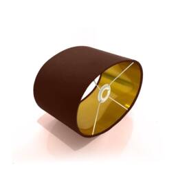 New Luxury High Quality Chocolate Brown 17 Cotton Fabric Lamp Shade Oval Shape Oval Metallic Lining - thumbnail 3
