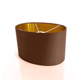 New Luxury High Quality Chocolate Brown 17 Cotton Fabric Lamp Shade Oval Shape Oval Metallic Lining - thumbnail 2