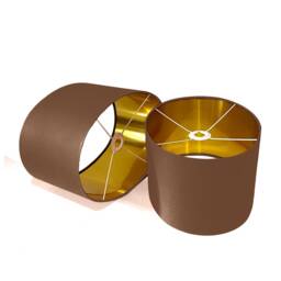 New Luxury High Quality Chocolate Brown 17 Cotton Fabric Lamp Shade Oval Shape Oval Metallic Lining - thumbnail 1