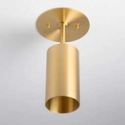 Modern Brass Flush Mount Ceiling Light - Minimalist Cylinder Downlight Mid Century Semi Fixture Kitchen Hallway Bedroom Lighting - thumbnail 3