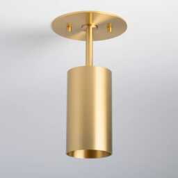Modern Brass Flush Mount Ceiling Light - Minimalist Cylinder Downlight Mid Century Semi Fixture Kitchen Hallway Bedroom Lighting - thumbnail 1