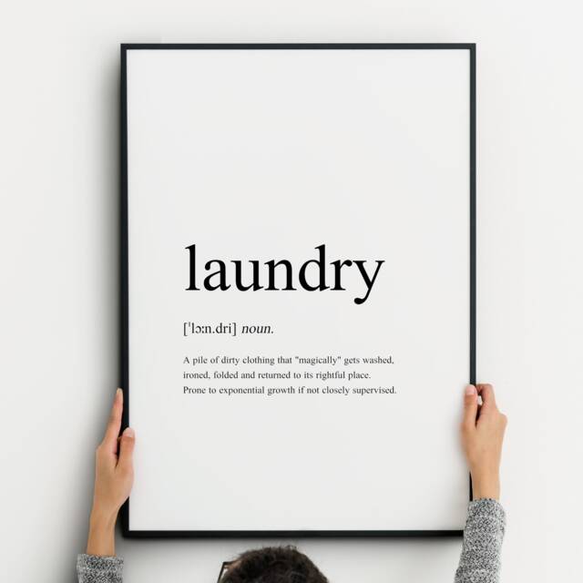 Laundry Definition Print - Utility Room Wall Art Kitchen Accessory Dictionary Home D??cor Monochrome Typography Poster Unframed - image 1
