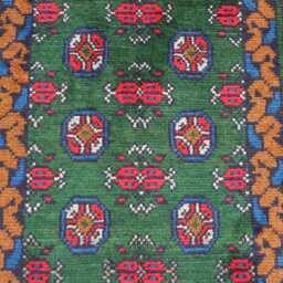 9 Ft Runner Rug, Green Red Natural Veg Dyes Afghan Handmade Wool Tribal Carpet, Turkmen Bukhara Hallway Runner, Kitchen - thumbnail 3