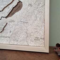 Llyn Gwynant 3D Wooden Map Snowdonia, Wales Engraved Art - thumbnail 3