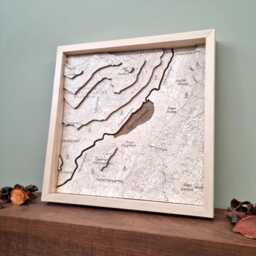 Llyn Gwynant 3D Wooden Map Snowdonia, Wales Engraved Art - thumbnail 2