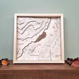 Llyn Gwynant 3D Wooden Map Snowdonia, Wales Engraved Art - thumbnail 1