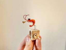 Trumpet-Playing Shrimp, Wooden Automaton