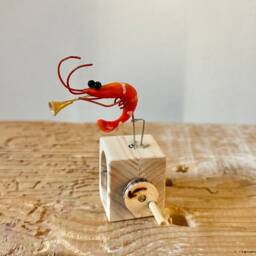 Trumpet-Playing Shrimp, Wooden Automaton - thumbnail 4