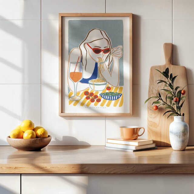 Spritz & Pasta Illustration. Food Illustration, Summer Table. Postcard & Poster - image 1