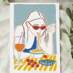 Spritz & Pasta Illustration. Food Illustration, Summer Table. Postcard & Poster - thumbnail 2