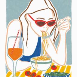 Spritz & Pasta Illustration. Food Illustration, Summer Table. Postcard & Poster - thumbnail 3
