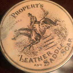 Vintage Tin Candle - Propert's Leather & Saddle Soap Egyptian Musk Vanilla Horse Rider - thumbnail 3