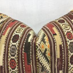 Vintage Handwoven Kilim Pillow, Turkish Bohemian Cushion Cover - 16x24 - thumbnail 2
