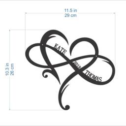 Custom Infinity Heart Sign, Personalized Names & Date, Wooden Wall Decor, Gift For Couples - thumbnail 3