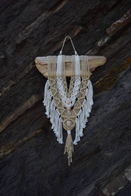 Bohemian Macrame Wall Hanging/Home Decor Tapestry Wood Beach - image 1