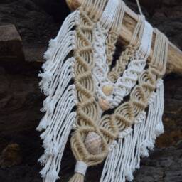 Bohemian Macrame Wall Hanging/Home Decor Tapestry Wood Beach - thumbnail 2