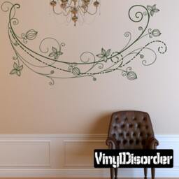 Floral Vine Wall Decal - Fabric Vinyl Removable & Reusable Floralvineuscolor012Et