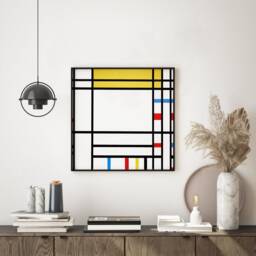 Mondrian Abstract Painting Print, Minimalist Geometric Cityscape Wall Art, Mid-Century Modern Bauhaus Poster, Contemporary Urban Home Decor - thumbnail 3