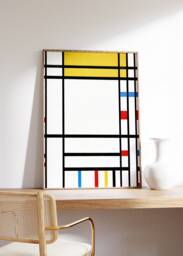 Mondrian Abstract Painting Print, Minimalist Geometric Cityscape Wall Art, Mid-Century Modern Bauhaus Poster, Contemporary Urban Home Decor - thumbnail 1
