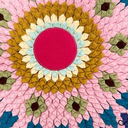 Handmade Round Fabric Rug Upcycled Multicolour Accent Decor - 50cm - thumbnail 2