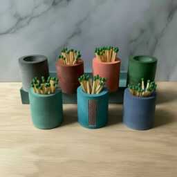 Minimalist Concrete Match Striker & Holder - Modern Candle Accessories - thumbnail 1