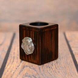 Flandres Cattle Dog - Wooden Candlestick With Dog, Souvenir, Decoration, Limited Edition, Collection - thumbnail 2