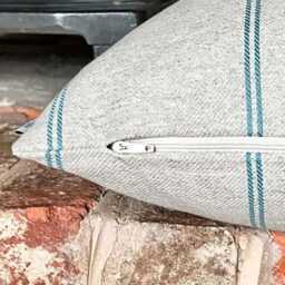 1515. Handmade Turquoise Galway Stripe Linen Blend Cushion Cover, Various Sizes - thumbnail 2