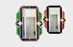 Art Deco Wall Stained Glass Geometric Mirror - thumbnail 1