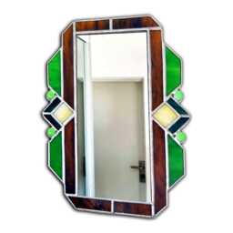 Art Deco Wall Stained Glass Geometric Mirror - thumbnail 2