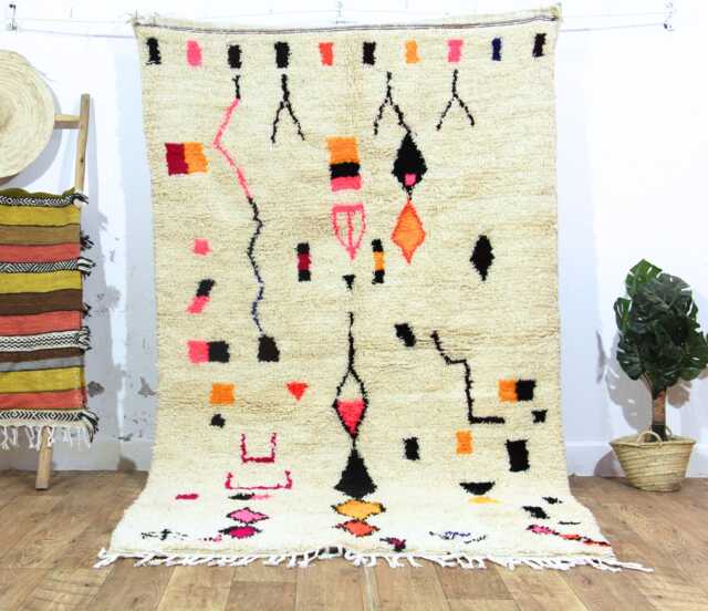 Handmade Beni Mrirt Rug - White Moroccan Berber - image 1