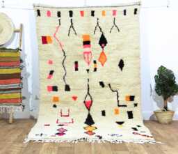 Handmade Beni Mrirt Rug - White Moroccan Berber - thumbnail 1