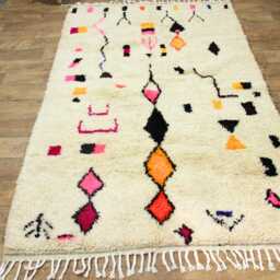 Handmade Beni Mrirt Rug - White Moroccan Berber - thumbnail 3