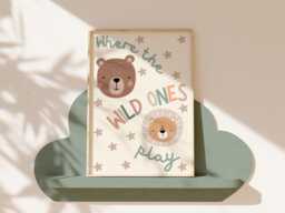 Safari Nursery Prints, Where The Wild Ones Play, Boy Decor, Jungle Animals Wall Art, Neutral Playroom Art - thumbnail 1