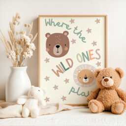 Safari Nursery Prints, Where The Wild Ones Play, Boy Decor, Jungle Animals Wall Art, Neutral Playroom Art - thumbnail 3