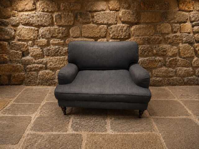 Large Charcoal Grey Upholstered Snuggler Chair - Contemporary British Lounge Accent - image 1