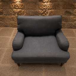 Large Charcoal Grey Upholstered Snuggler Chair - Contemporary British Lounge Accent - thumbnail 4