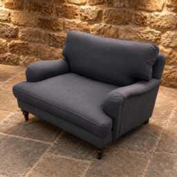 Large Charcoal Grey Upholstered Snuggler Chair - Contemporary British Lounge Accent - thumbnail 2