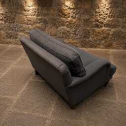 Large Charcoal Grey Upholstered Snuggler Chair - Contemporary British Lounge Accent - thumbnail 3