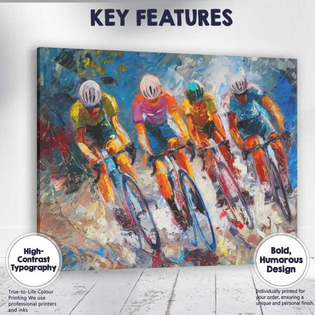 Abstract Cycling Race Peloton Expressionist Painting Canvas Wall Art Print Decor Picture Ready To Hang - image 1