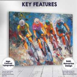 Abstract Cycling Race Peloton Expressionist Painting Canvas Wall Art Print Decor Picture Ready To Hang - thumbnail 1