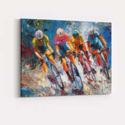 Abstract Cycling Race Peloton Expressionist Painting Canvas Wall Art Print Decor Picture Ready To Hang - thumbnail 4