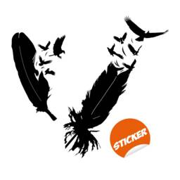 Bird Feather Wall Vinyl Sticker - Eagle Decor Flying Home Art Magic Nib Decal Love Beautiful Above The Bed & Window Mural - thumbnail 2
