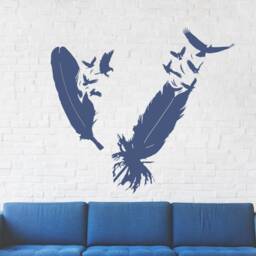Bird Feather Wall Vinyl Sticker - Eagle Decor Flying Home Art Magic Nib Decal Love Beautiful Above The Bed & Window Mural - thumbnail 4