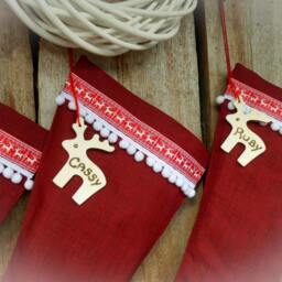 Christmas Burlap Stockings Personalized Stocking Gift Decor Ornament Holiday Scandinavian - thumbnail 3