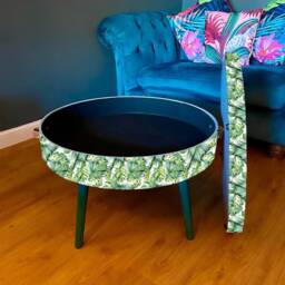 Round Coffee Table , Fully Customisable Animal & Floral Print. Table, Lift Off Top For Storage. Lounge Living Room End - thumbnail 2