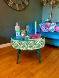 Round Coffee Table , Fully Customisable Animal & Floral Print. Table, Lift Off Top For Storage. Lounge Living Room End - thumbnail 1