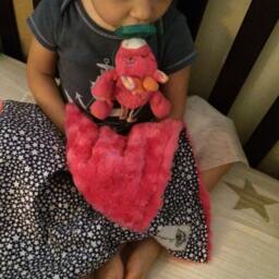 "Navy Stars & Hot Pink Minky Mini Baby Blanket ""Miss Hollywood" - thumbnail 2